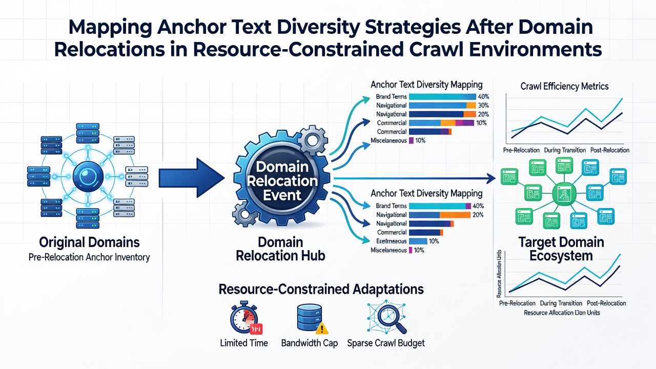 Detailed breakdown of anchor text categories and their impact on crawl efficiency after domain changes