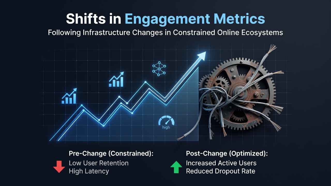 Shifts in Engagement Metrics Following Infrastructure Changes in Constrained Online Ecosystems